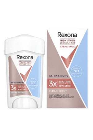 Rexona Maximum Protection Clean Scent, il s'agit d'une crème anti-transpirante haute performance. 45ml.