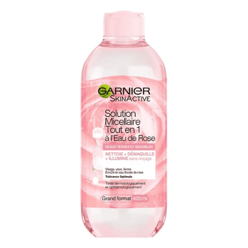 garnier-skin-active-solution-micellaire-a-leau-de-rose-400ml (1) Garnier Solution Micellaire Tout en 1 à l'Eau de Rose Poids : 400 ml